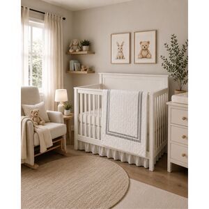 Pottery Barn Kids Baby Crib Quilt – Neutral Gray & White